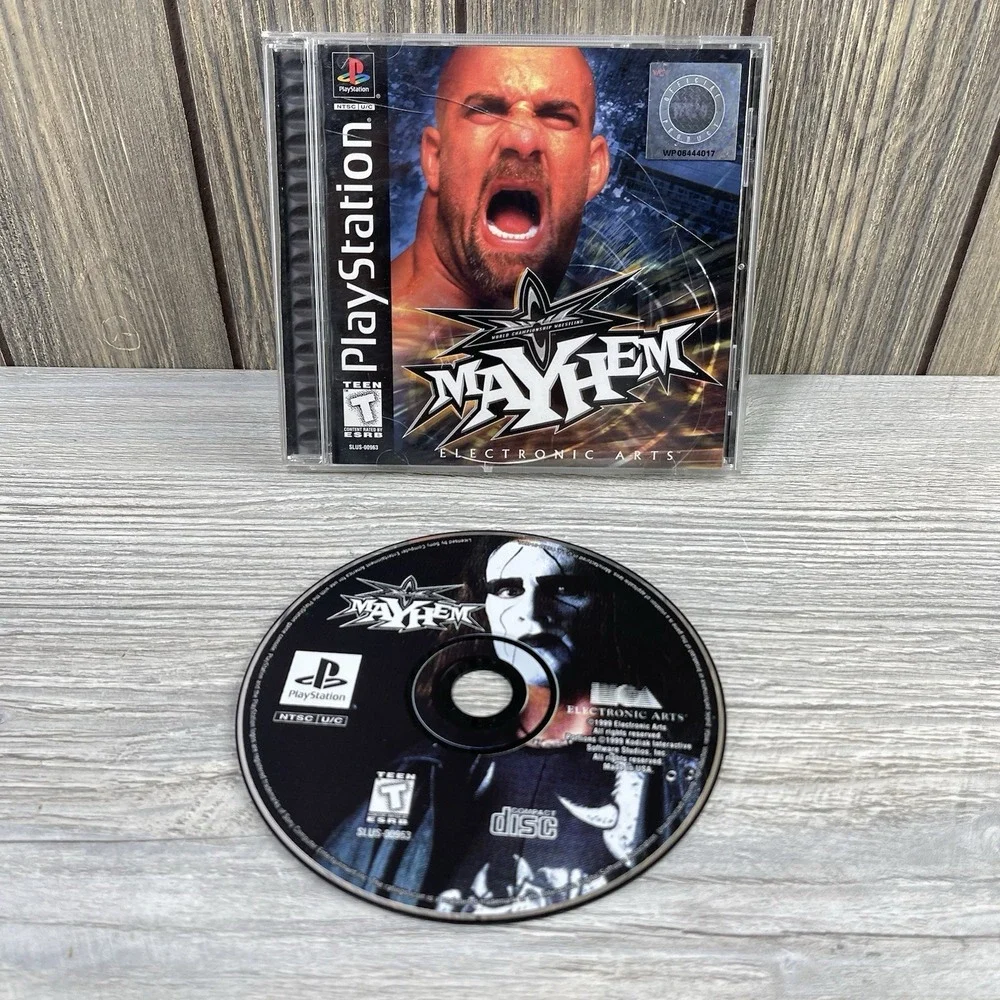 WCW Mayhem Sony PlayStation 1 PS1 Complete w/ Manual Black Label Tested